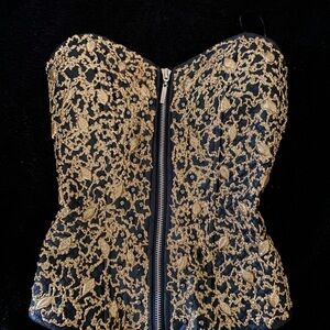 Elegant Black and Gold Strapless Corset